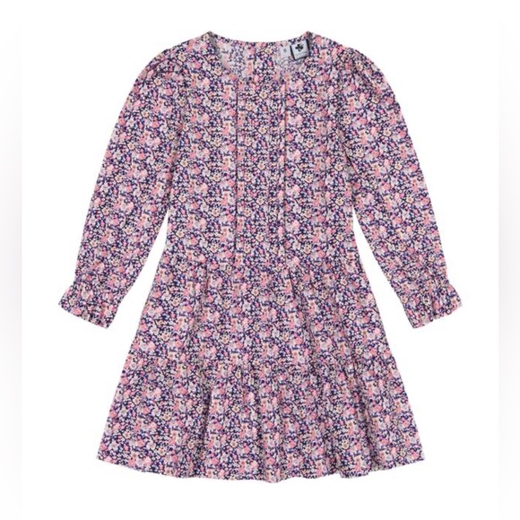 Busy Bees “Poppy Floral Drop Waist Ruffle Cuff Sleeve Dress in Pink/Navy”- Sz 7 - Picture 3 of 4